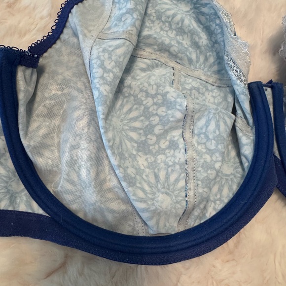 Elomi Tiffany Blue Floral Lace Bra 36 H US sizing fair-good see photos - Picture 3 of 11